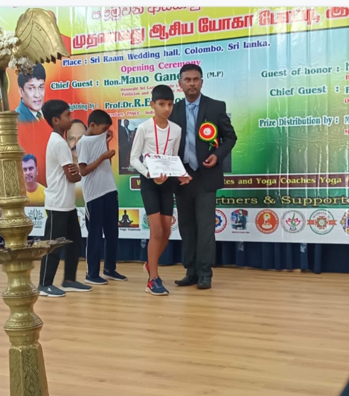 ஆசிய யோகா சாம்பியன்ஷிப் போட்டியில் பண்டாரவளை ஸ்ரீ சிவசுப்ரமணிய சுவாமி ஆலய அறநெறி பாடசாலை மாணவன் கணேஷன் வகீஷன் தங்கப்பதக்கம் பெற்றார்